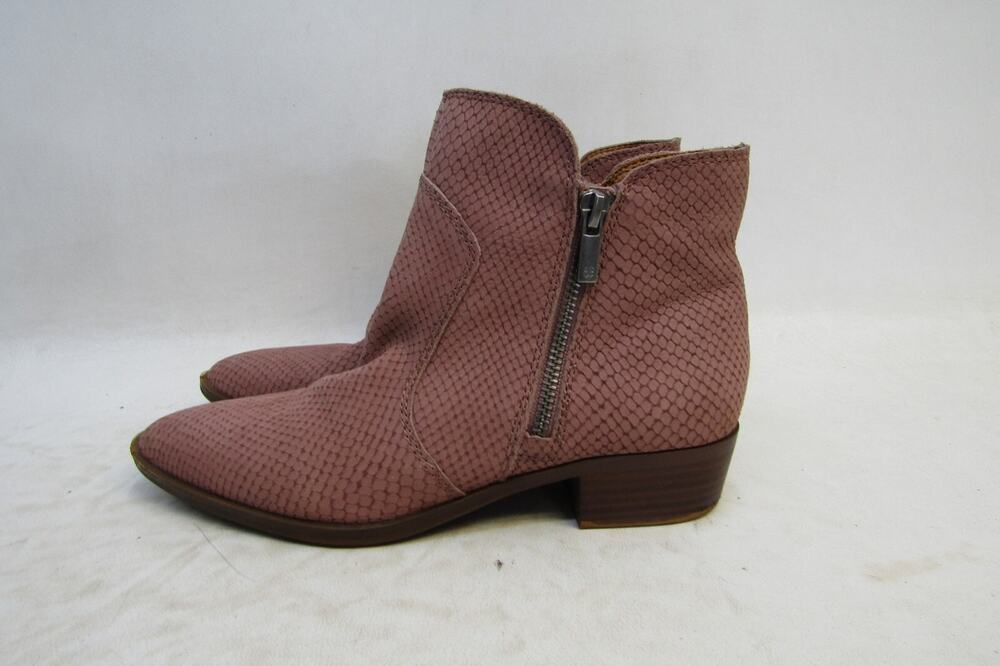 Lucky Brand Womens Size 6.5 M Pink Suede Zip Ankle Fashion Boots